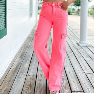 High rise cargo jeans